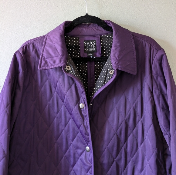 Saks Fifth Avenue Purple Quilted Coat Size L - Picture 2 of 6